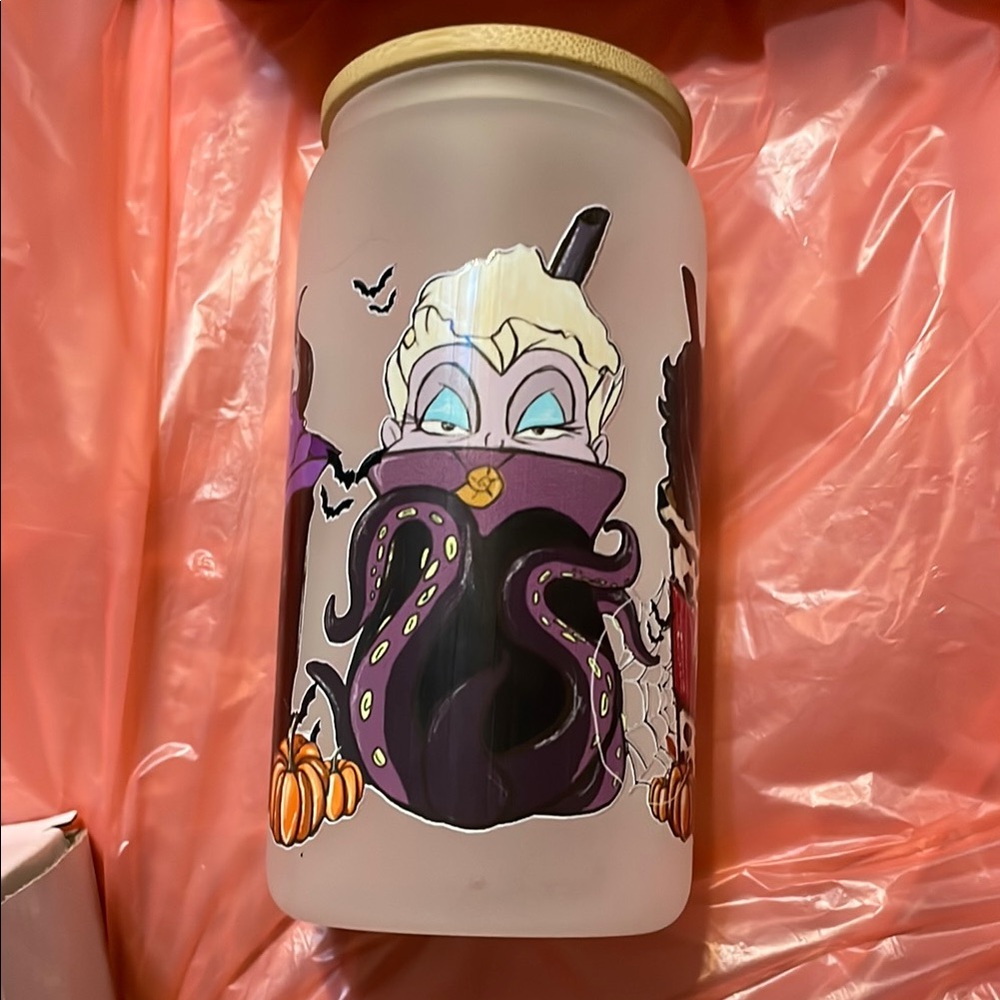 Frosted Glass Jar with Villain Design